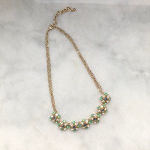 NECKLACE, gold chain with blue/green/silver accent